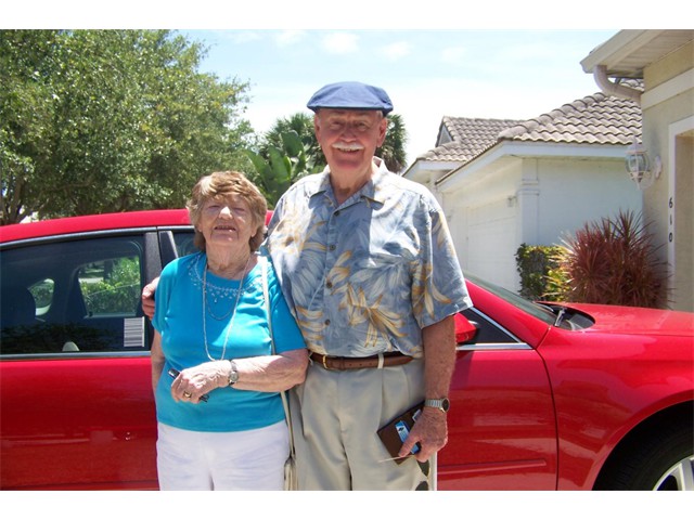 Barbara, Hume and his new hat in 2014