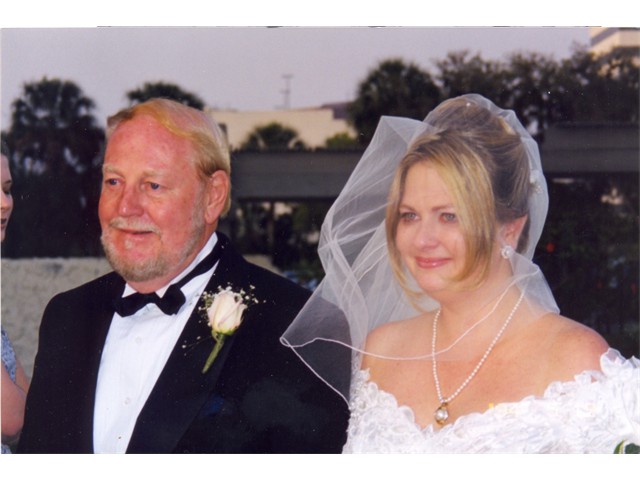 Proud Papa Hume and Joanne at her wedding in Tampa