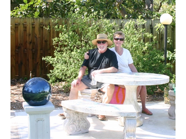 Peter and Sheila sitting at the picnic table