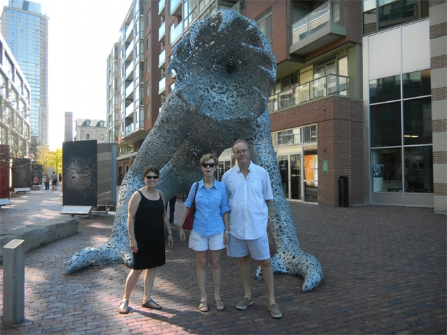 Sheila, brother Stu and wife Jan in the Toronto Distillery District 2012