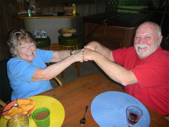 Barbara and Peter Fist Bump