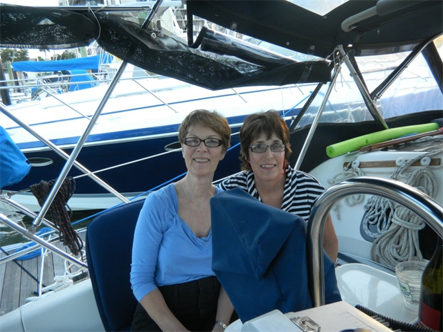 Sheila and Mary Willmott aboard in 2012