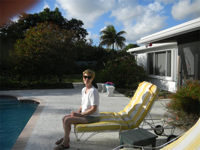 Sheila on her pool deck in 2012