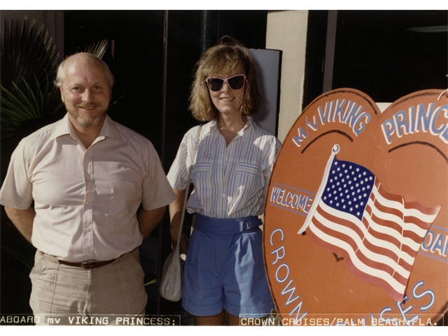 Sheila and Peter on a short cruise in 1986