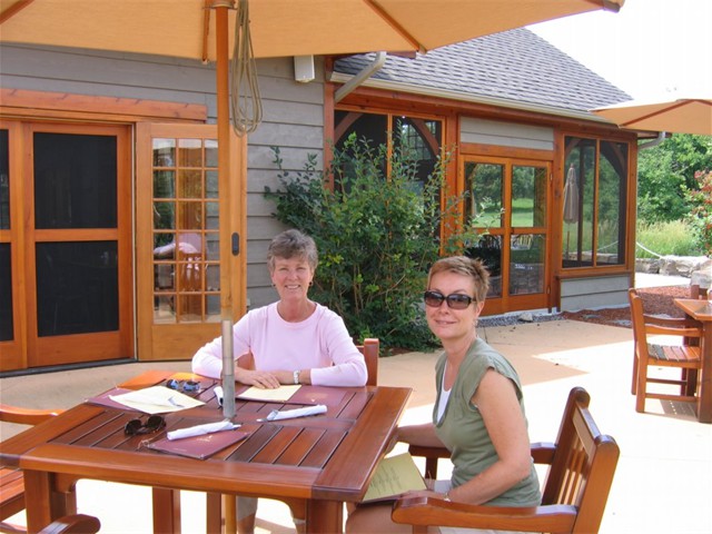 Sheila and Heather at Aston Villa for lunch