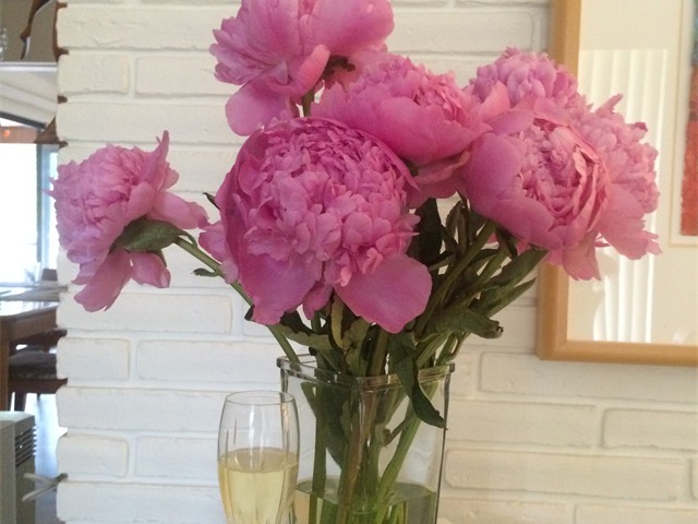 Birthday Champagne and Peonies from Heather